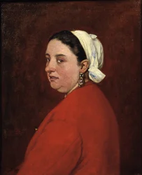 Portrait de Senyora Anita en robe rouge